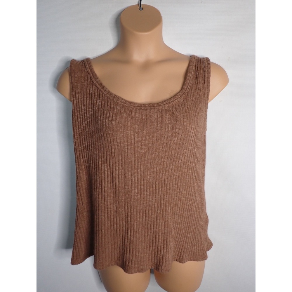 Everlane Women's Ribbed Scoop Neck Tank Top Brown XXL Organic Cotton